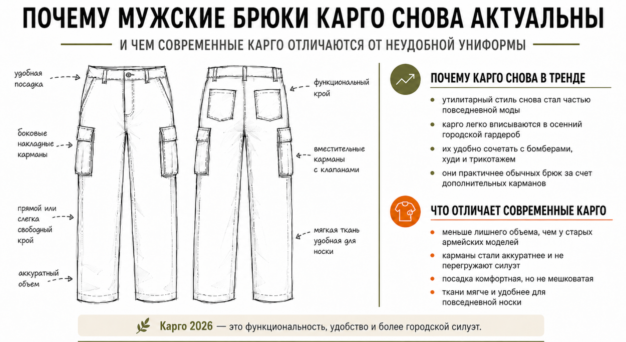 Инфографика по современным брюкам-карго - какие бывают брюки-карго и почему брюки-карго все еще популярны осень 2026 Инфографика по современным брюкам-карго - какие бывают брюки-карго и почему брюки-карго все еще популярны осень 2026