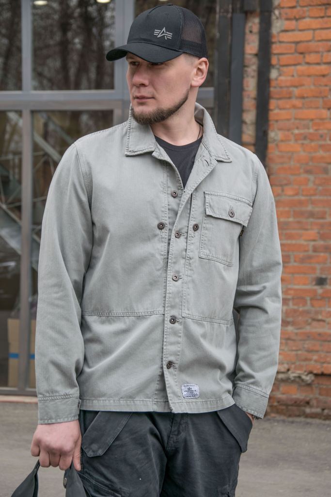 Ветровка ALPHA INDUSTRIES SHIRT JACKET P44 SS22 vintage grey фото 2