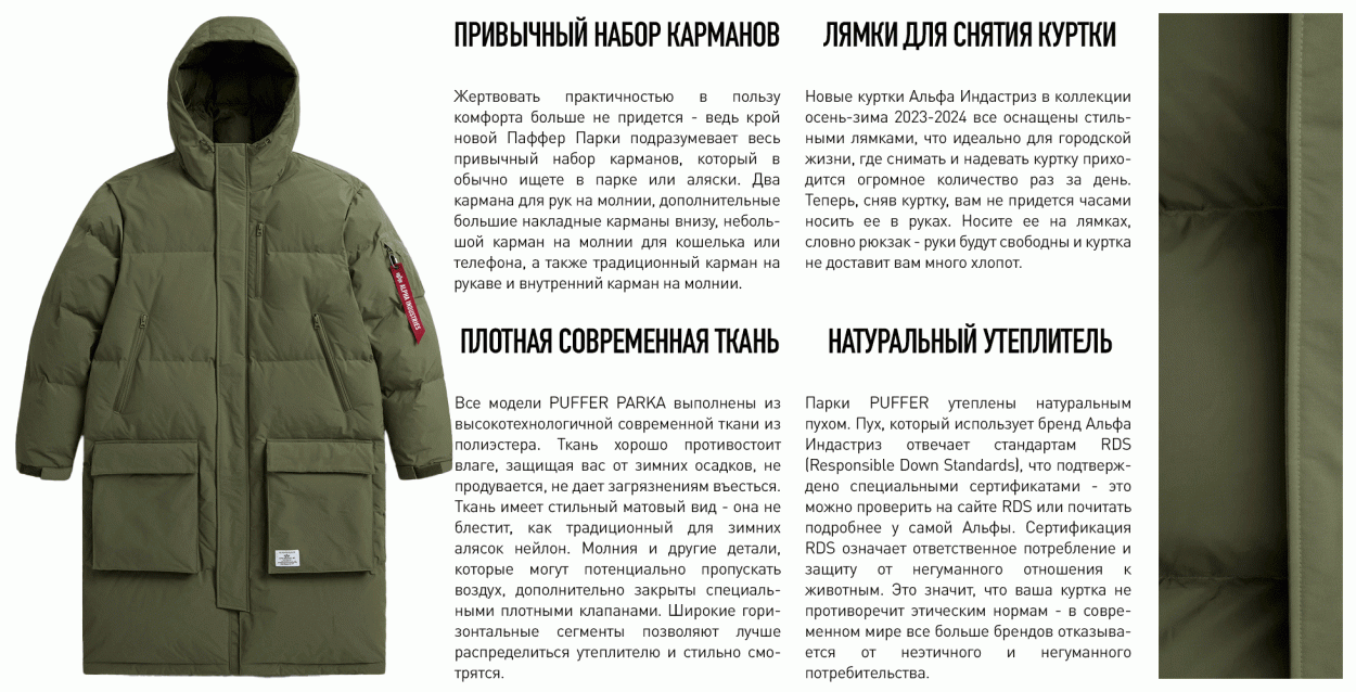 Что такое PUFFER PARKA Alpha Industries? Инфографика 1