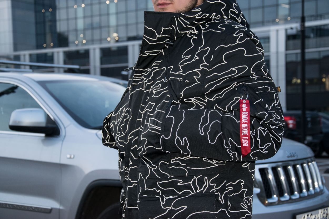 Аляска ALPHA INDUSTRIES PRIMALOFT PARKA N-3B reflective black camo