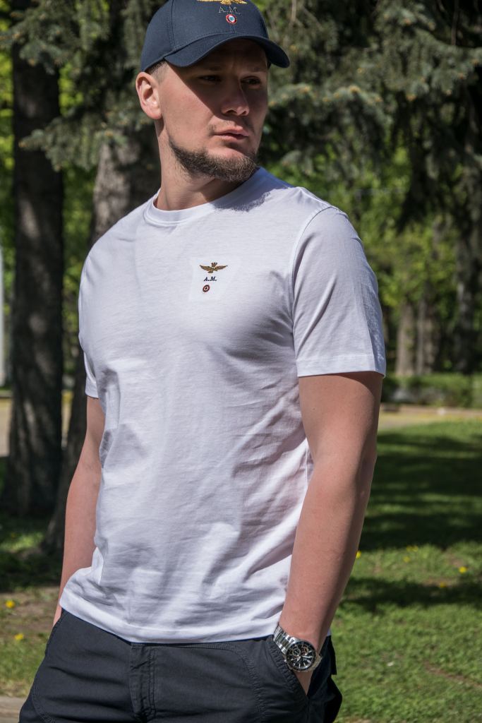 Белая мужская футболка AERONAUTICA MILITARE