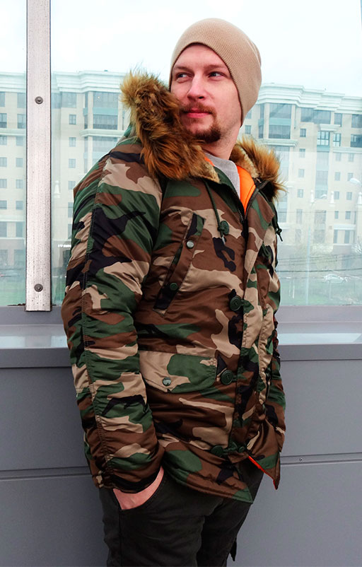 Аляска мужская камуфляжная ALPHA INDUSTRIES VF 59 N-3B CAMO WOODLAND 65