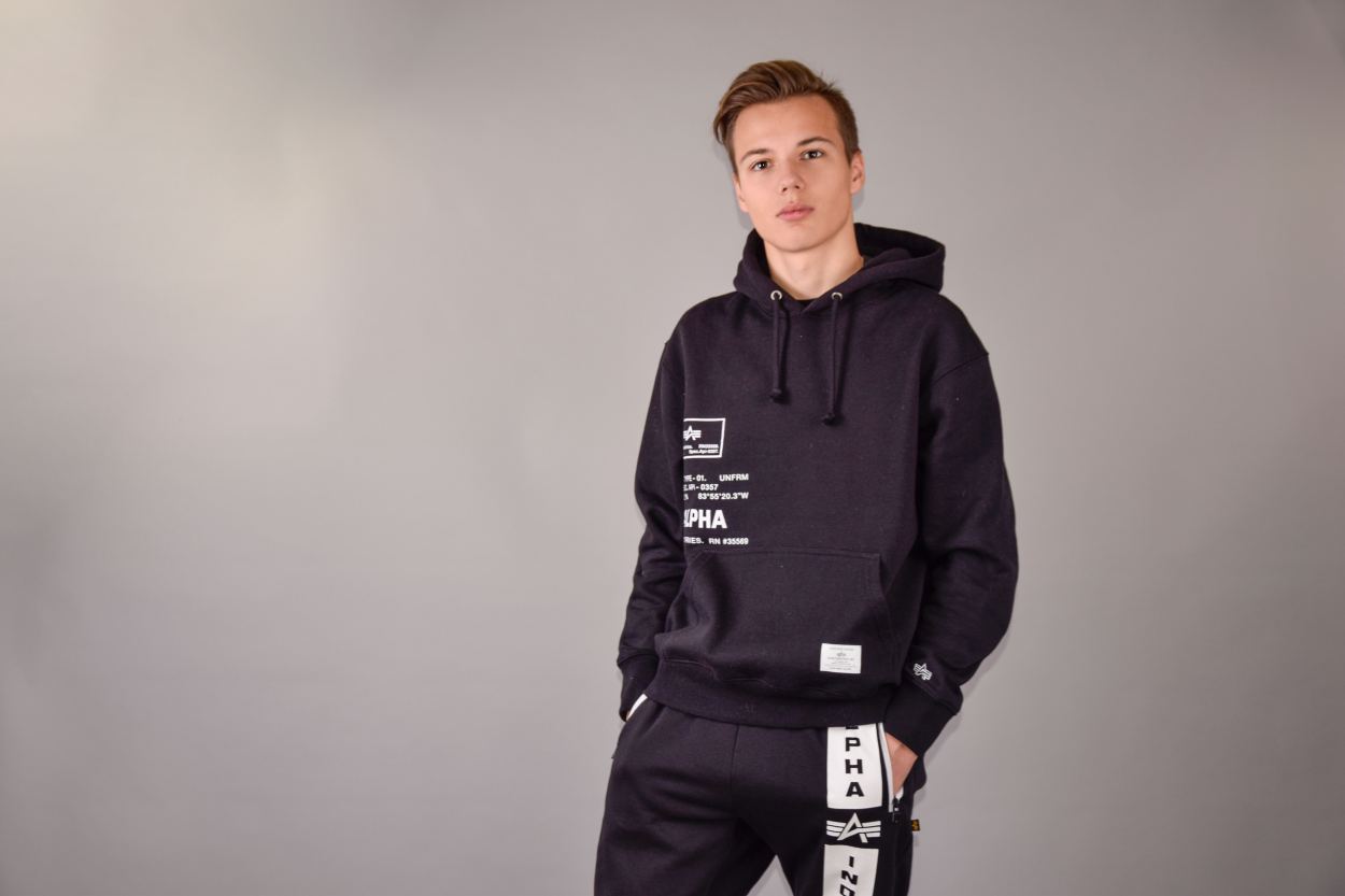 Толстовка ALPHA INDUSTRIES ESSENTIAL SPEC PRINT HOODIE FW22-23 black фото 1