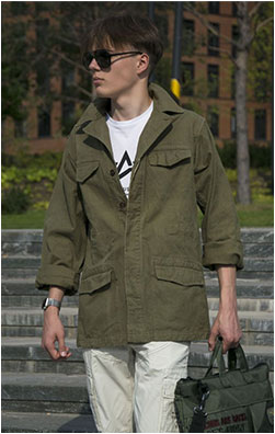 Китель армейский M-47 брезент olive б/у Франция