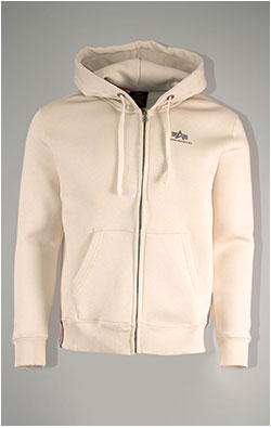Толстовка ALPHA INDUSTRIES BASIC ZIP HOODY SMALL LOGO jet stream white