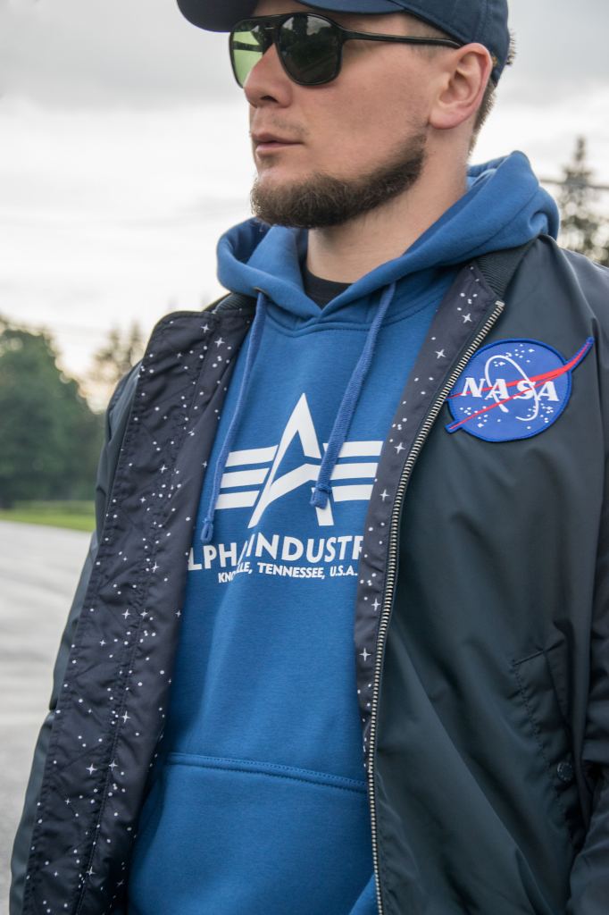 Металлическая молния застёжка ветровки ALPHA INDUSTRIES TT NASA REVERSIBLE II MA 1