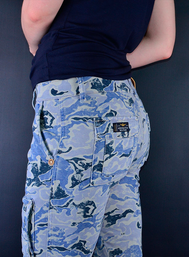 женские брюки камуфляж, синий камуфляж, брюки женские aeronautica militare