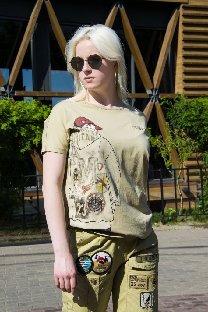Женская футболка AERONAUTICA MILITARE SS22 khaki TS1972 фото 2