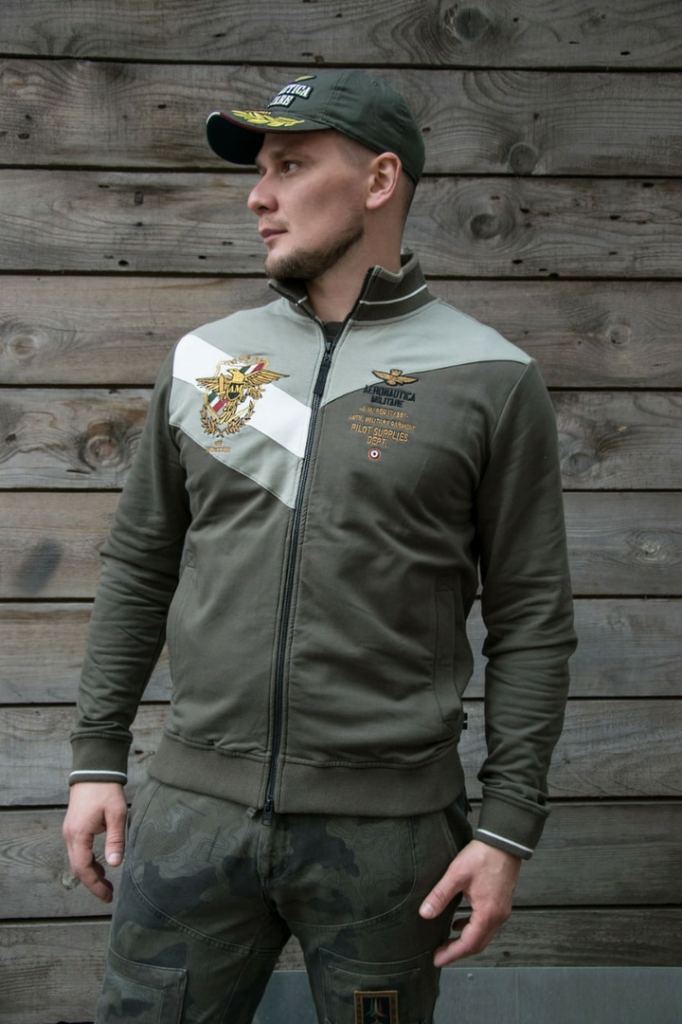 Толстовка AERONAUTICA MILITARE FW 20/21/TR verde chiaro/verde scuro (FE 1527)