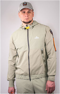 Толстовка с капюшоном PARAJUMPERS TRIDENT на молнии SS 24 sage