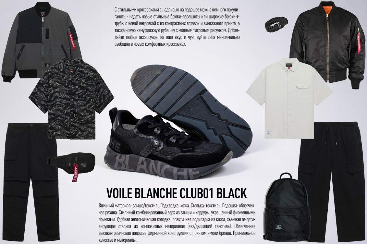 Мужские кроссовки Voile Blanche Club01 black — сочетаем с новинками их весенне-летней коллекции Alpha Industries Мужские кроссовки Voile Blanche Club01 black — сочетаем с новинками их весенне-летней коллекции Alpha Industries