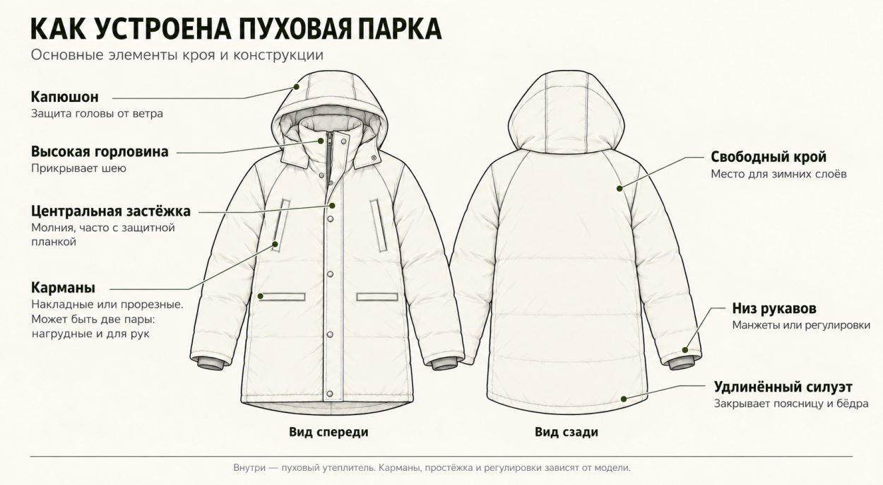 Инфографика 2 - чем отличается крой и конструкция парки от других курток
