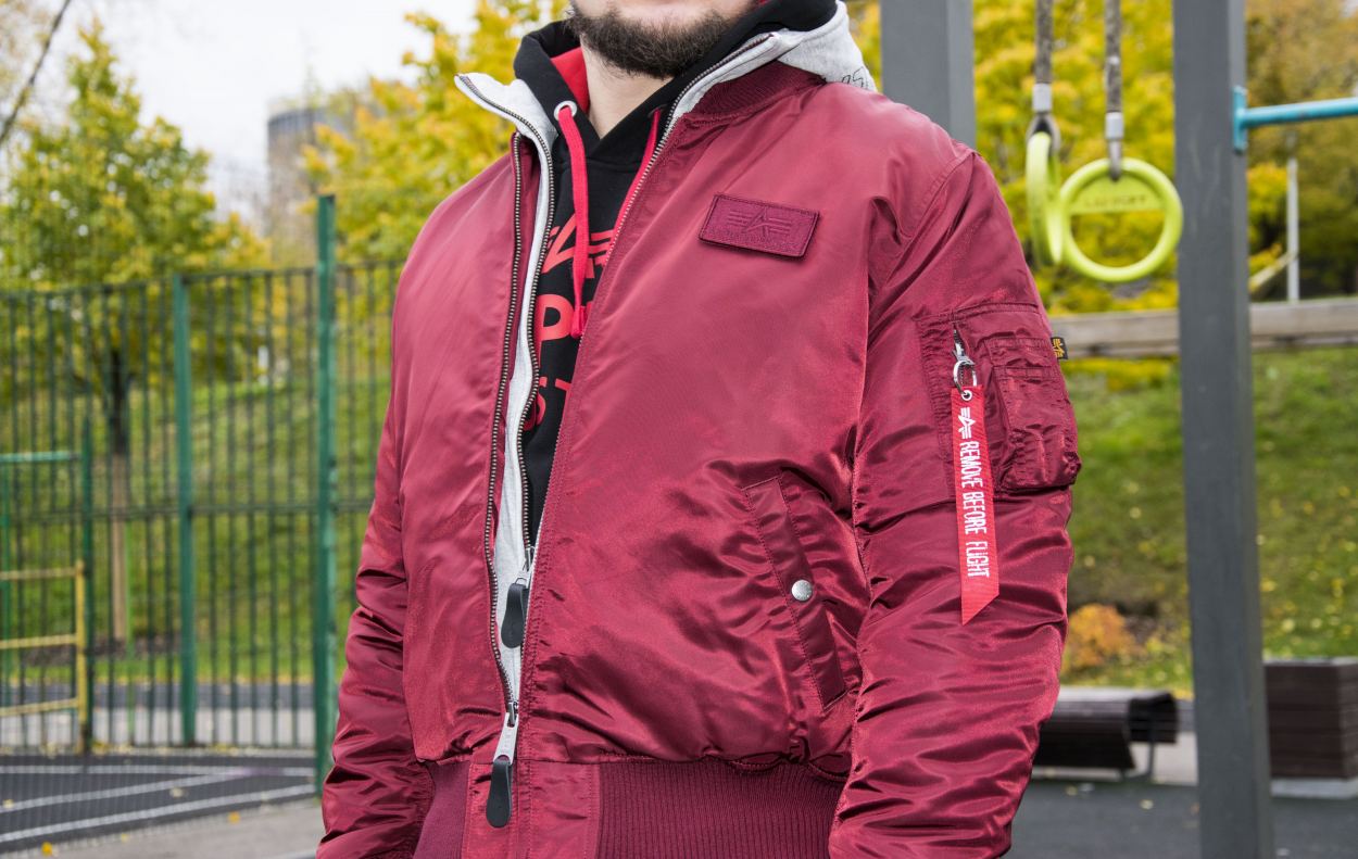 Куртка-бомбер летная ALPHA INDUSTRIES D-Tec-MA-1 burgundy фото 1