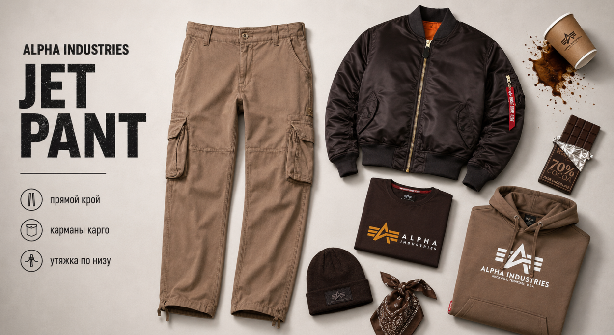 Инфографика по брюкам-карго Alpha Industries JET Pant - с чем носить брюки карго Альфа Индастриз JET Инфографика по брюкам-карго Alpha Industries JET Pant - с чем носить брюки карго Альфа Индастриз JET