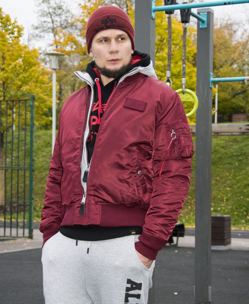 Куртка-бомбер летная ALPHA INDUSTRIES D-Tec-MA-1 burgundy фото 2