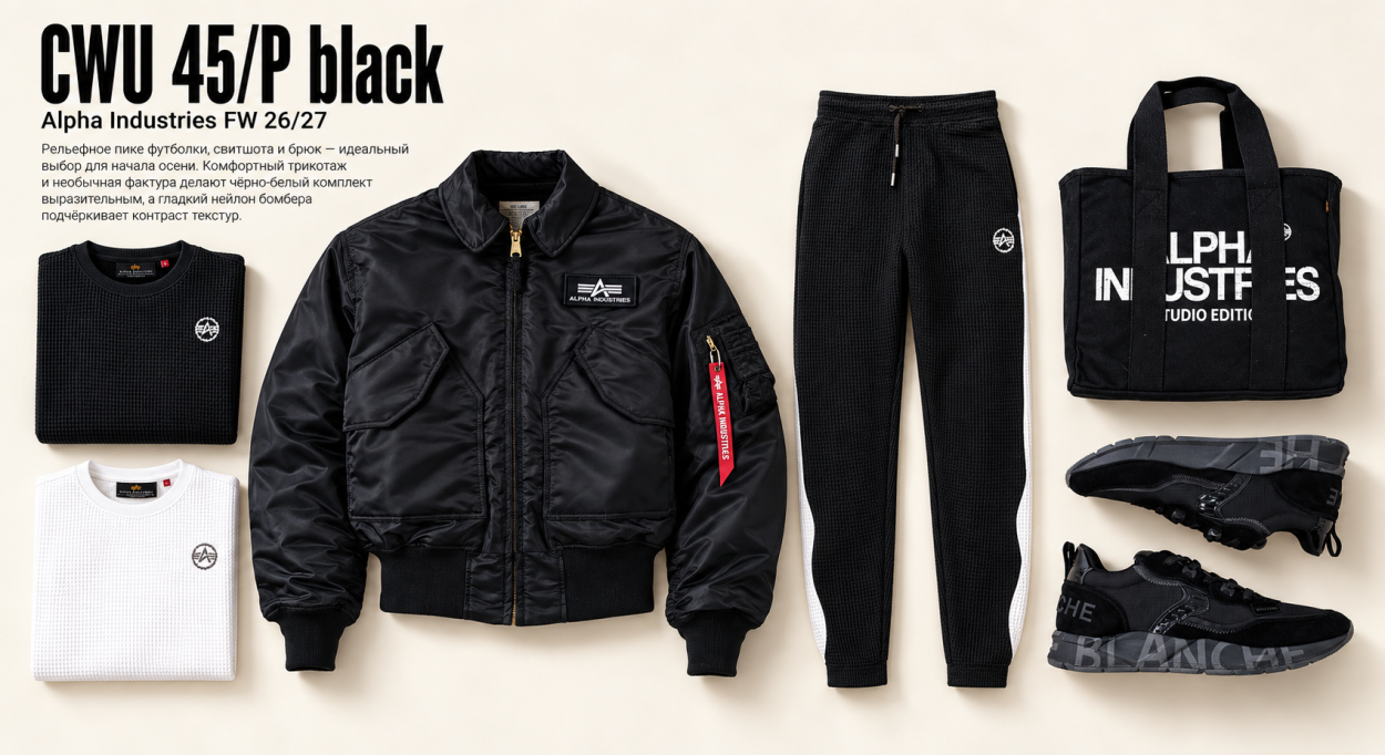 Инфографика 4 - бомбер Альфа Индастриз CWU 45/P black с чем сочетать и с чем носить