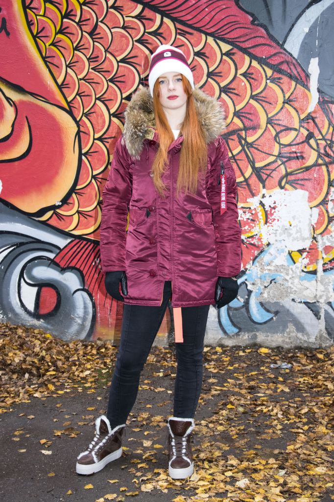 Женская аляска ALPHA INDUSTRIES VF 59 N-3B натур. мех burgundy