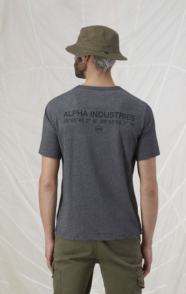 Футболка ALPHA INDUSTRIES CODE GRAPHIC TEE DARK CHARCOAL HEATHER MODEL фото 2