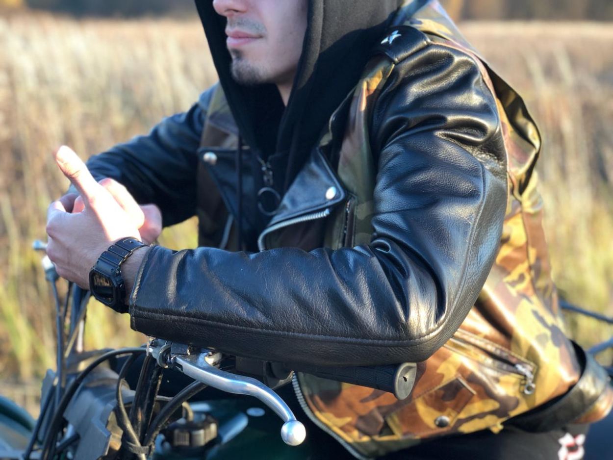 Куртка-косуха SCHOTT NYC MOTORCYCLE JCT кожа camo olive (611UST) фото 5