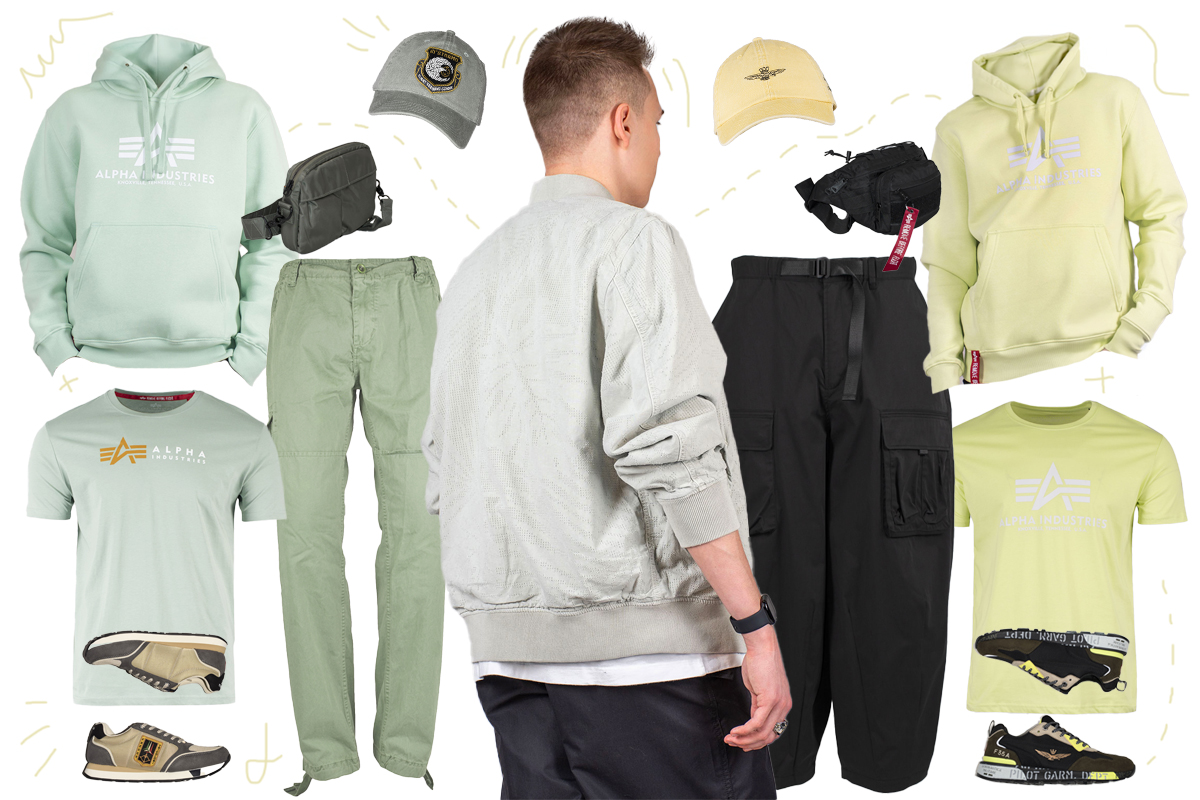 С чем сочетать новый перфорированный легкий бомбер Alpha Industries с тропическим рисунком С чем сочетать новый перфорированный легкий бомбер Alpha Industries с тропическим рисунком
