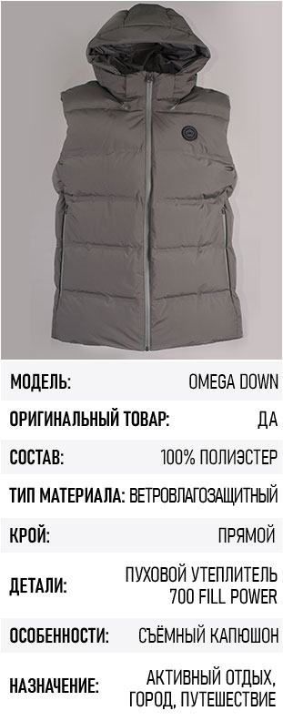 Жилет утеплённый Pentagon OMEGA DOWN пух grey cinder 04013