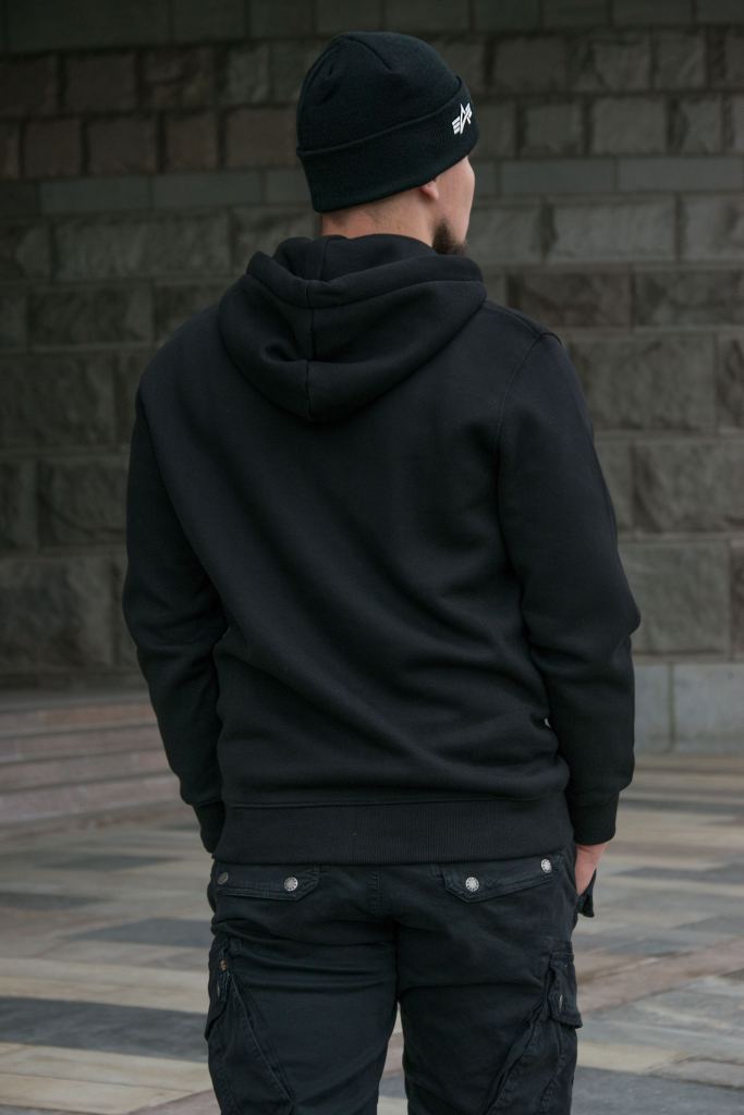 Толстовка с капюшоном и молнией ALPHA INDUSTRIES BASIC ZIP HOODY black