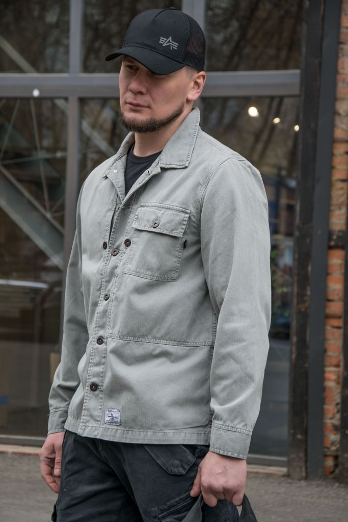 Ветровка ALPHA INDUSTRIES SHIRT JACKET P44 SS22 vintage grey фото 3