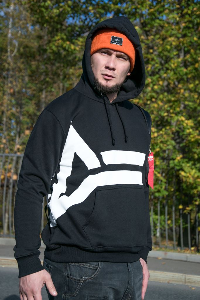 Толстовка ALPHA INDUSTRIES SIDE LOGO HOODY black фото 1