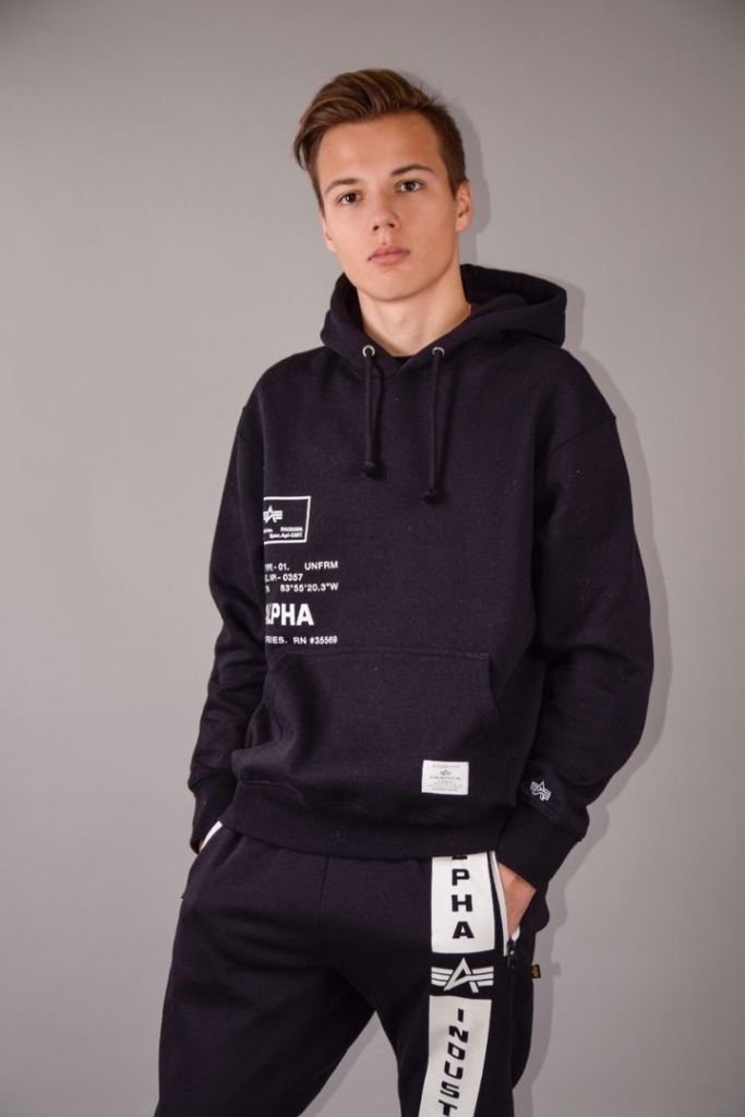 Толстовка ALPHA INDUSTRIES ESSENTIAL SPEC PRINT HOODIE FW 22/23 black фото 1