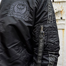 Куртка-бомбер лётная ALPHA INDUSTRIES 60TH ANNIVERSARY MA-1 black