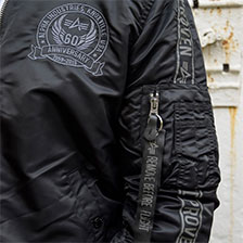 Куртка-бомбер лётная ALPHA INDUSTRIES 60TH ANNIVERSARY MA-1 black