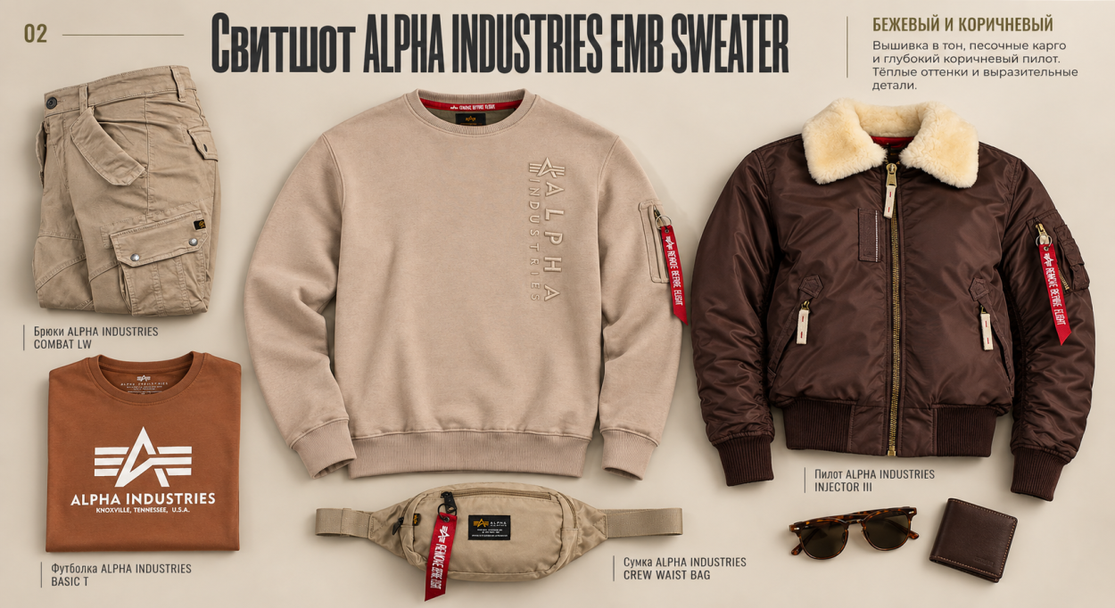 Инфографика: толстовки, свитшоты и олимпийки 2026 — свитшот Alpha Industries EMB Sweater Инфографика: толстовки, свитшоты и олимпийки 2026 — свитшот Alpha Industries EMB Sweater