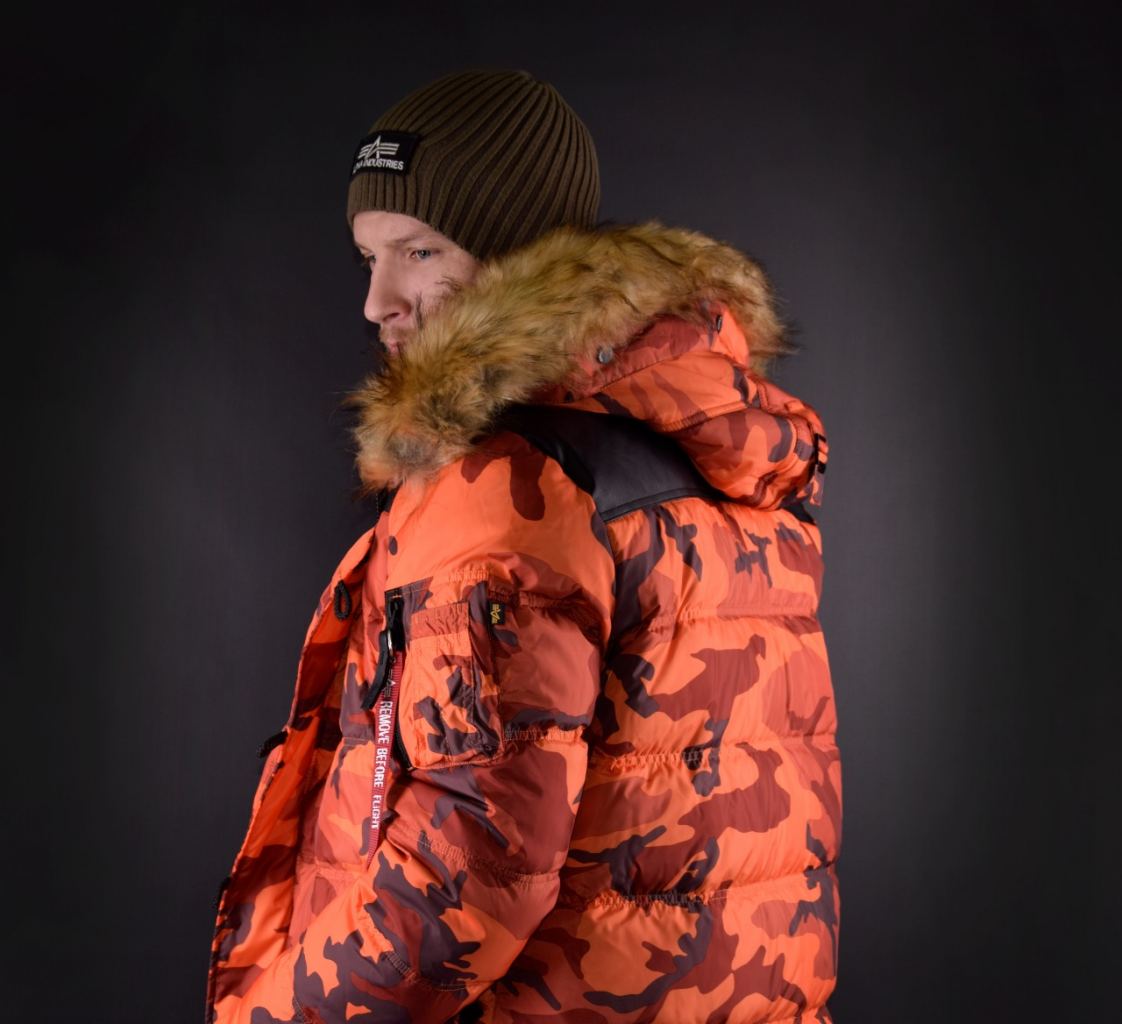 Аляска-пуховик ALPHA INDUSTRIES PUFFER N-3B orange camo