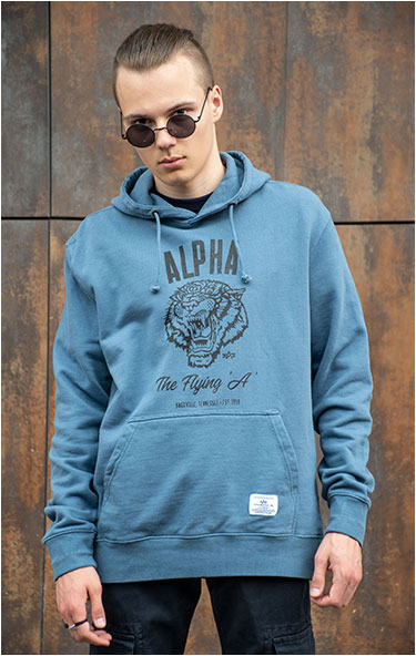 Толстовка ALPHA INDUSTRIES ALPHA TIGER HOODIE SS 24 m copen blue