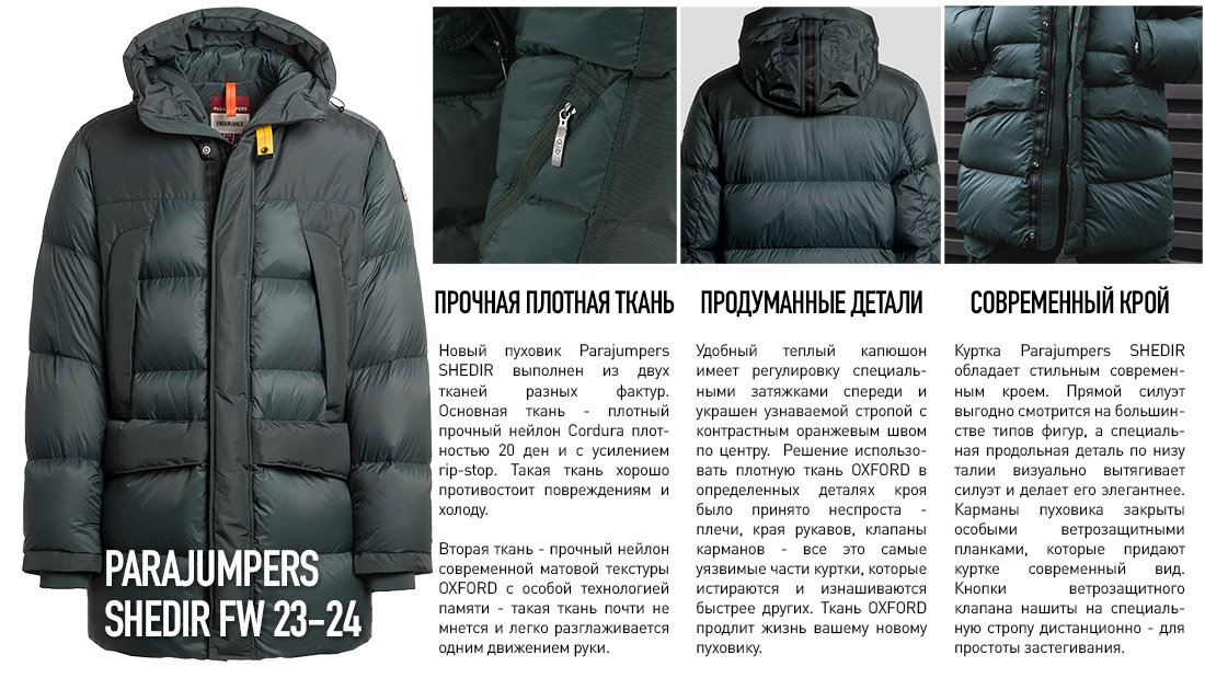 Новый дутый пуховик Parajumpers SHEDIR FW 23-24