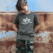 Детская футболка ALPHA INDUSTRIES BASIC T dark olive 1 700 руб Детская футболка ALPHA INDUSTRIES BASIC T dark olive 1 700 руб