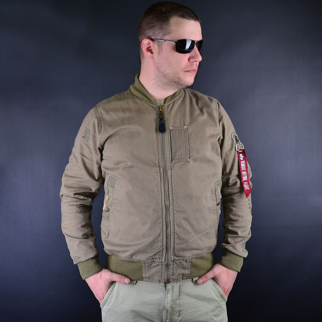 хлопоковый бомбер Альфа Индастриз, куртка Alpha Industries, бомбер хаки