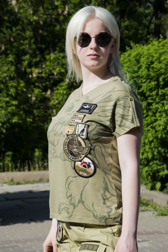 Женская футболка AERONAUTICA MILITARE SS22 khaki TS1976 фото 4