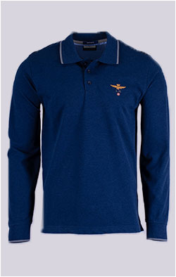Поло-лонгслив AERONAUTICA MILITARE FW 26/27/TR deep blue melange (PO 1653)