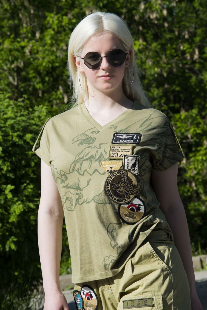 Женская футболка AERONAUTICA MILITARE SS22 khaki TS1976 фото 2