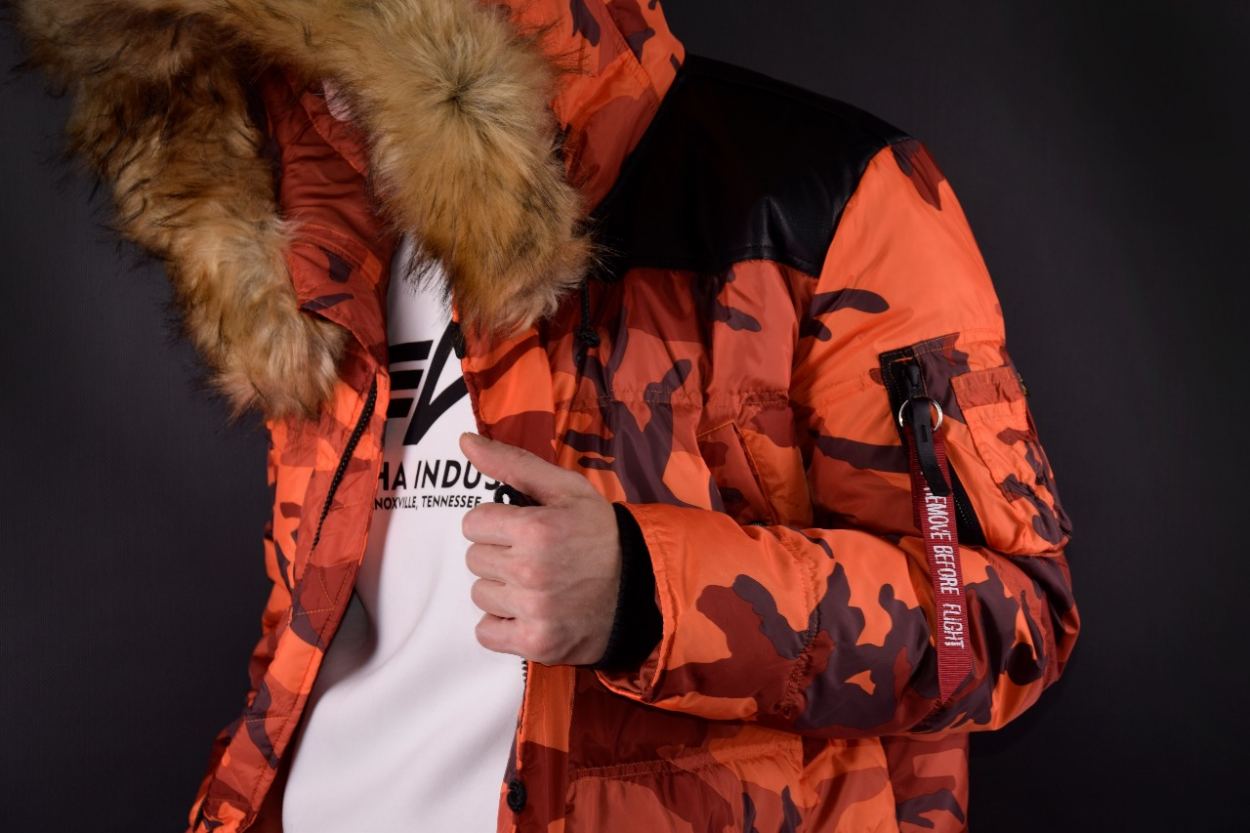 Аляска-пуховик ALPHA INDUSTRIES PUFFER N-3B orange camo