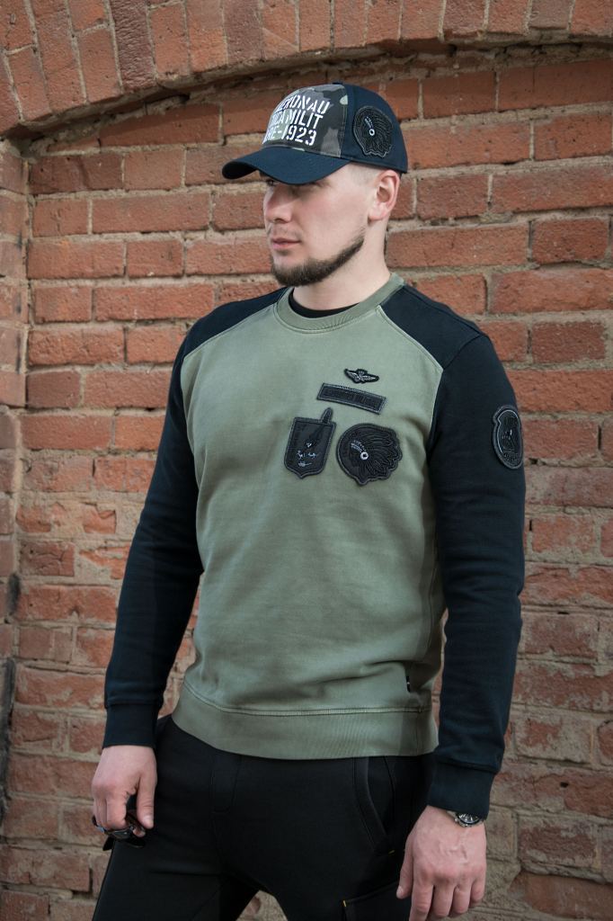 Свитшот AERONAUTICA MILITARE длинный рукав/FW 20/21/IN verde chiaro/black (TS 1774)