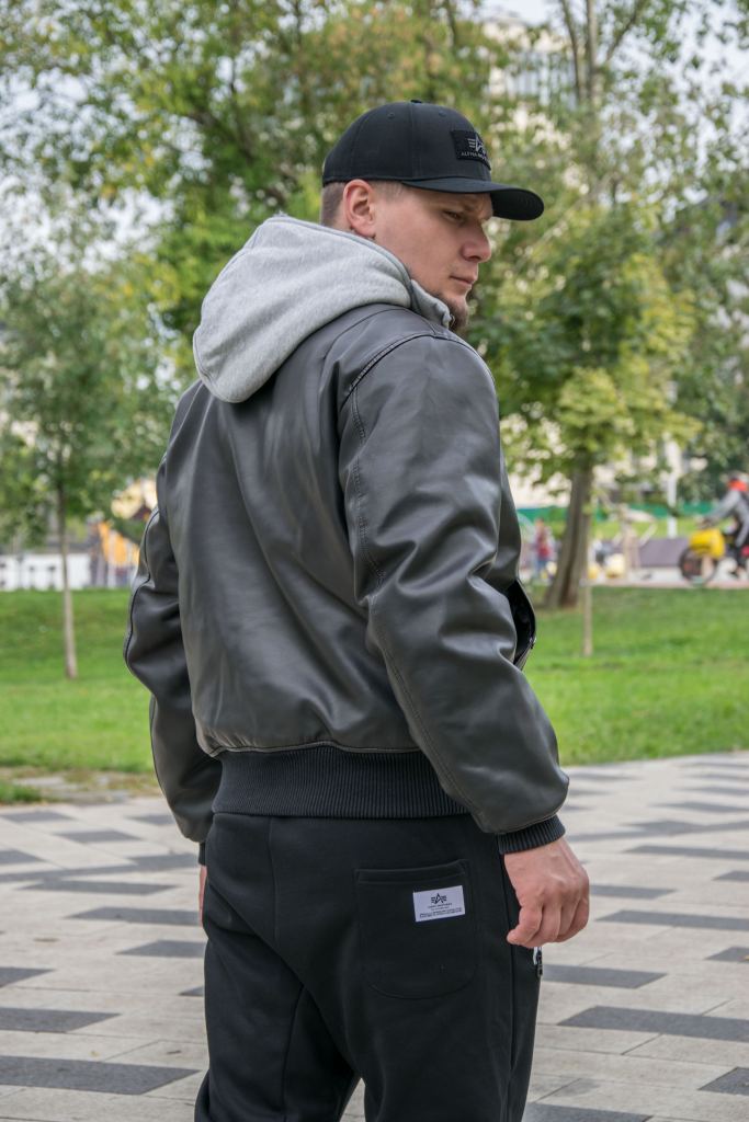 Куртка-бомбер летная ALPHA INDUSTRIES D-Tec FL MA-1 black grey фото 2.jpeg