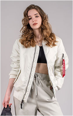 Женский бомбер ALPHA INDUSTRIES MA-1 W SS 25 m dune white