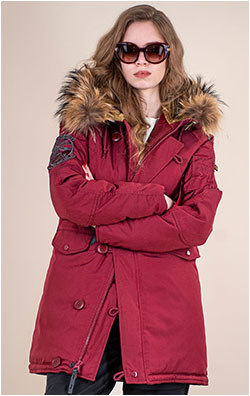 Женская аляска ALPHA INDUSTRIES EXPLORER натур. мех burgundy