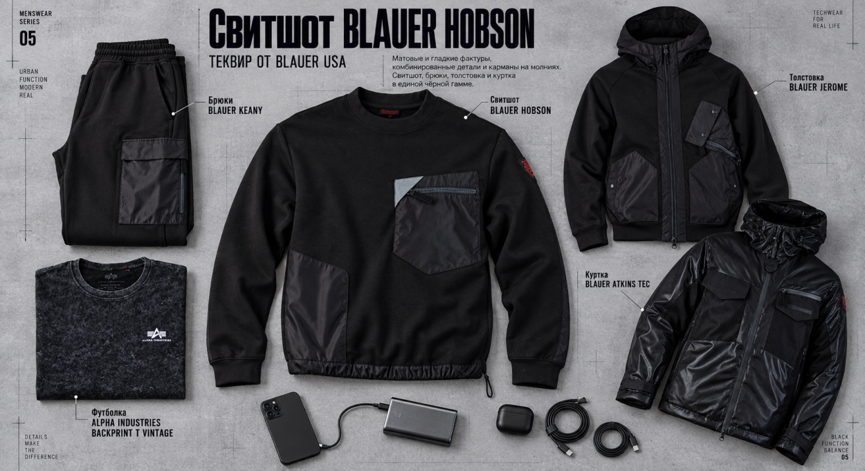Инфографика: гайд по мужским толстовкам, свитшотам и олимпийкам — свитшот Blauer Hobson и образ в стиле теквирт Инфографика: гайд по мужским толстовкам, свитшотам и олимпийкам — свитшот Blauer Hobson и образ в стиле теквирт