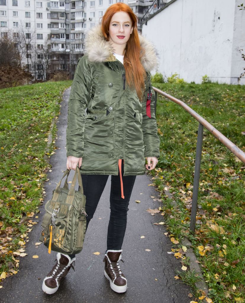 Женская аляска ALPHA INDUSTRIES VF 59 N-3B натур. мех dark green