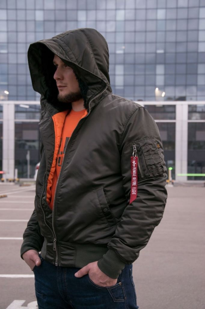 Куртка ALPHA INDUSTRIES HOODED MA-1 black olive