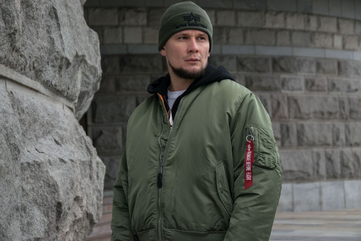 Мужской демисезонный бомбер Alpha Industries с металлической молнией MA - 1