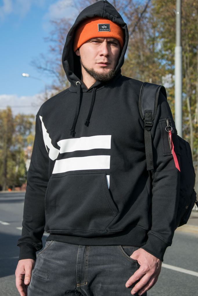 Толстовка ALPHA INDUSTRIES SIDE LOGO HOODY black фото 3